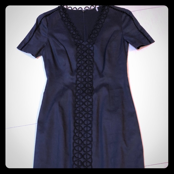 Dresses | Elie Tahari Navy Business Dress Lace Trim | Poshmark